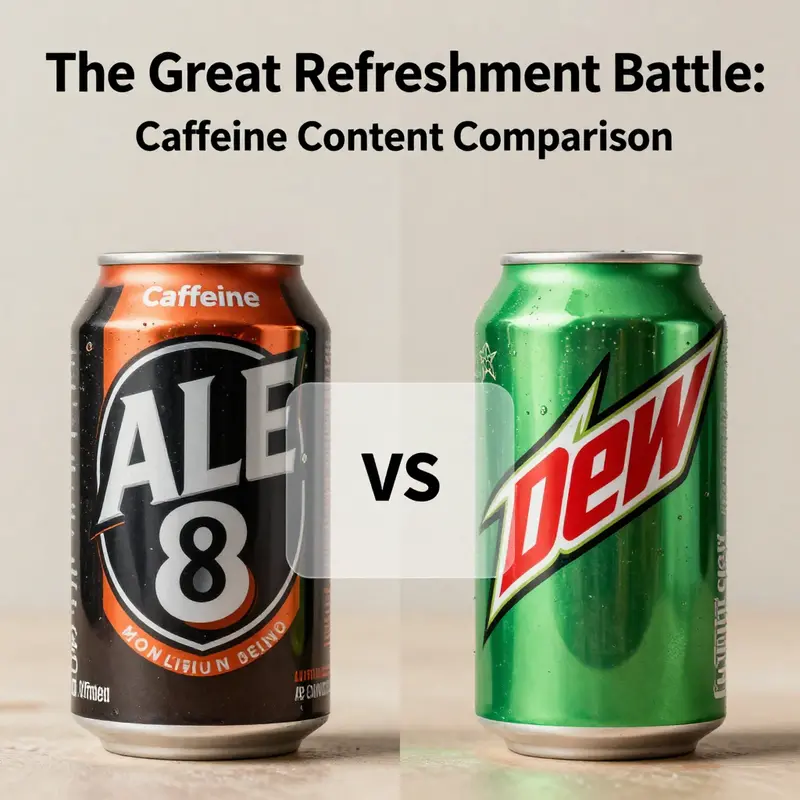 A clear visual representation of caffeine content in Ale 8 and Mountain Dew.