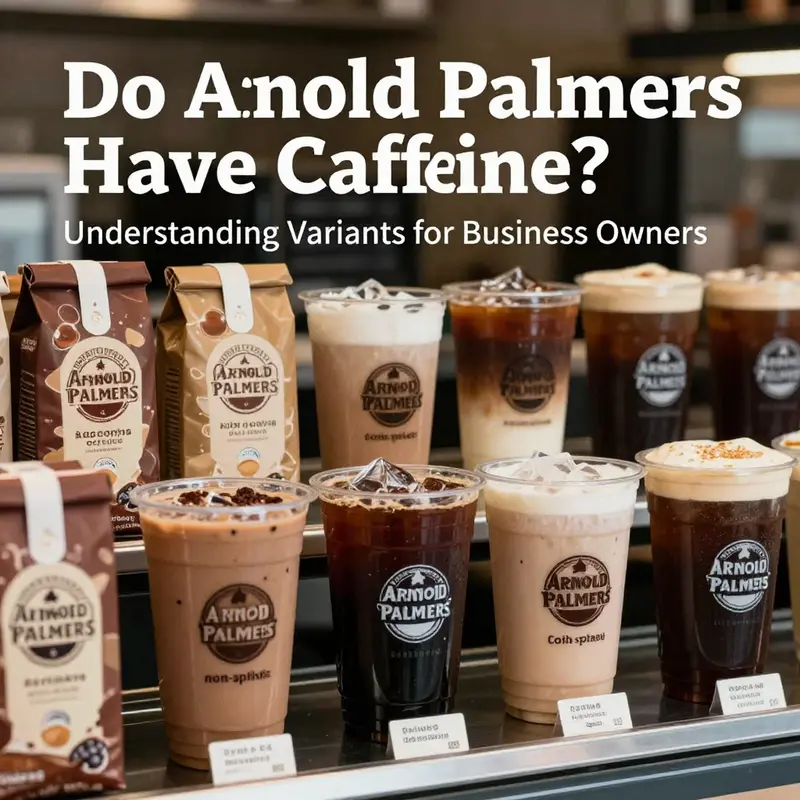 An array of Arnold Palmer variants showcasing their distinct labels highlighting caffeine content.