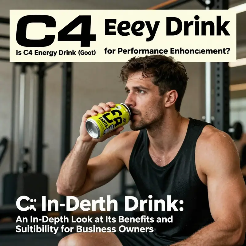C4 Energy Drink positioned alongside business tools, emphasizing its role in boosting productivity.