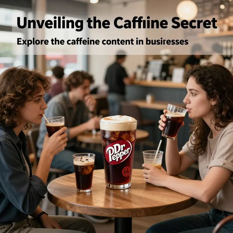 A lively cafe with customers savoring drinks, highlighting the presence of Dr Pepper.