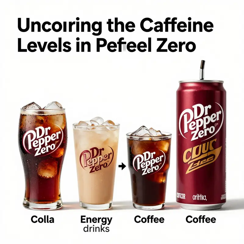 Nutritional information of Dr Pepper Zero showcasing its caffeine content.