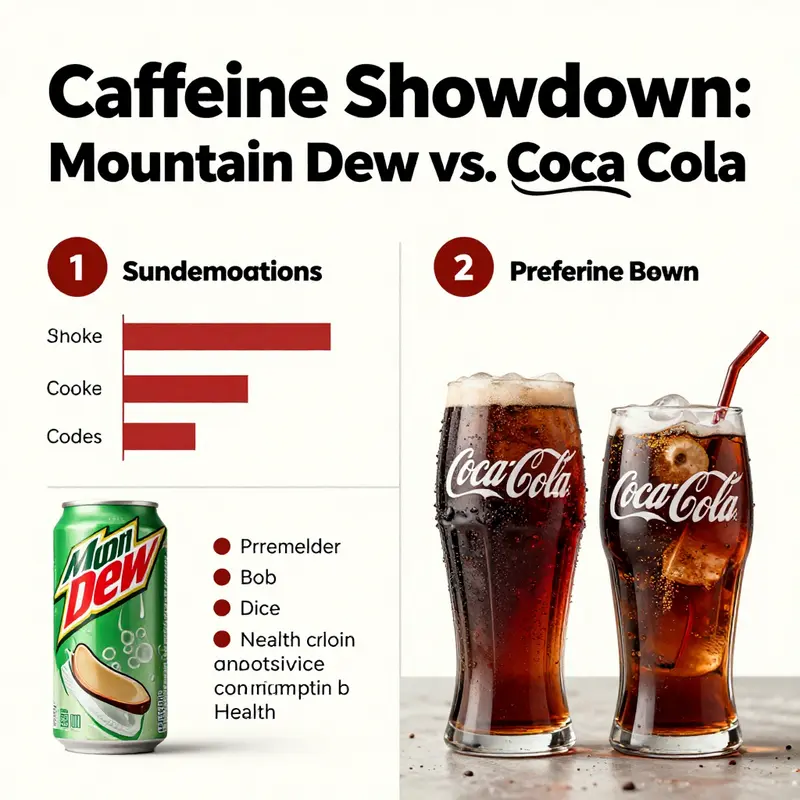 A visual comparison of caffeine content in Mountain Dew and Coca-Cola.