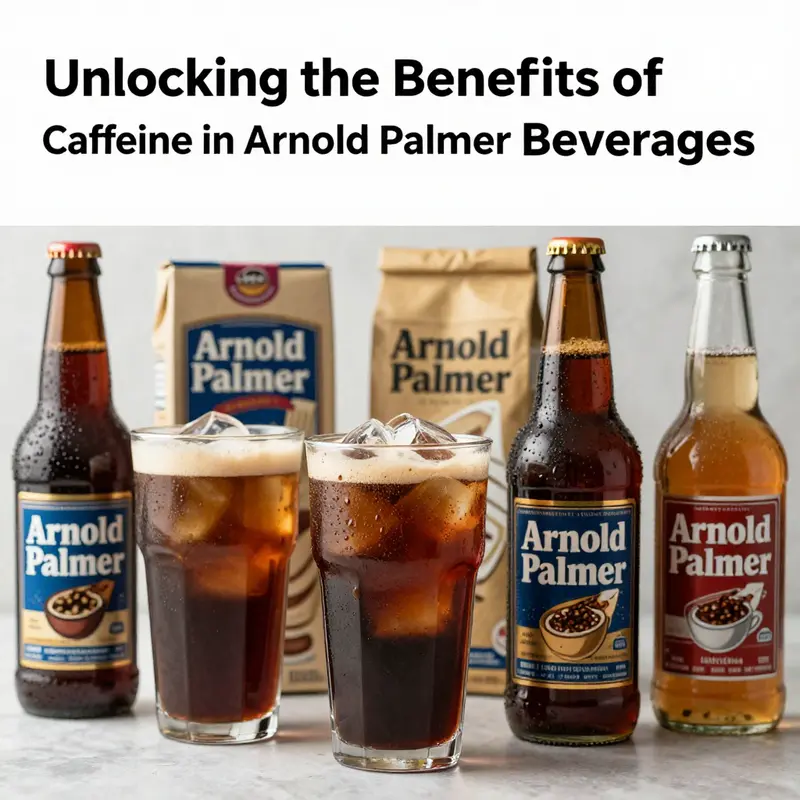 Different Arnold Palmer beverages highlighting their varying caffeine levels.