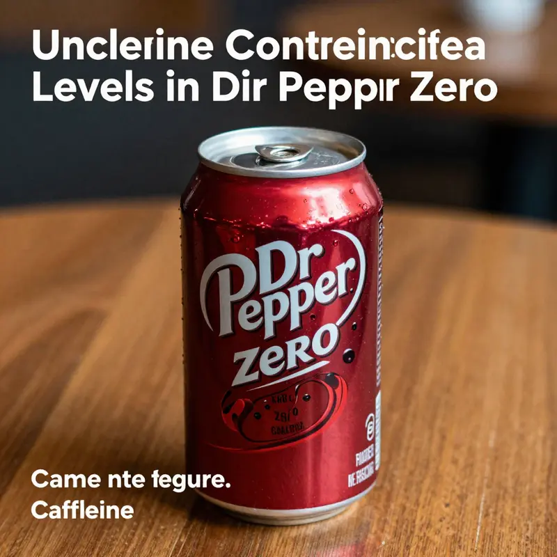 Nutritional information of Dr Pepper Zero showcasing its caffeine content.