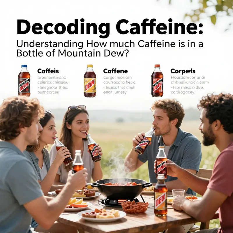 Caffeine content comparison between a 20-ounce bottle and a 12-ounce can of Mountain Dew.