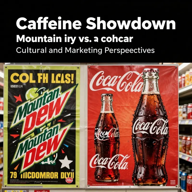A visual comparison of caffeine content in Mountain Dew and Coca-Cola.