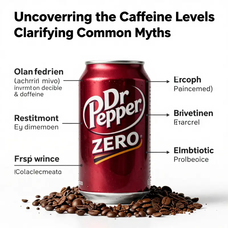Nutritional information of Dr Pepper Zero showcasing its caffeine content.