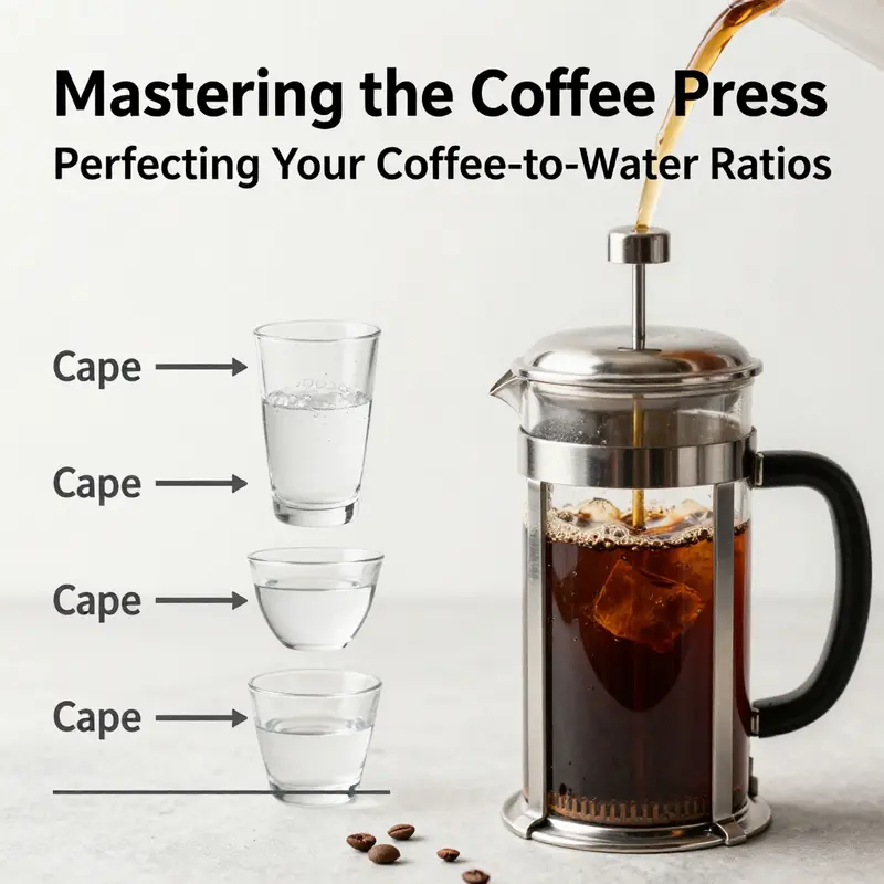 Explore various coffee-to-water ratios for brewing with a coffee press.