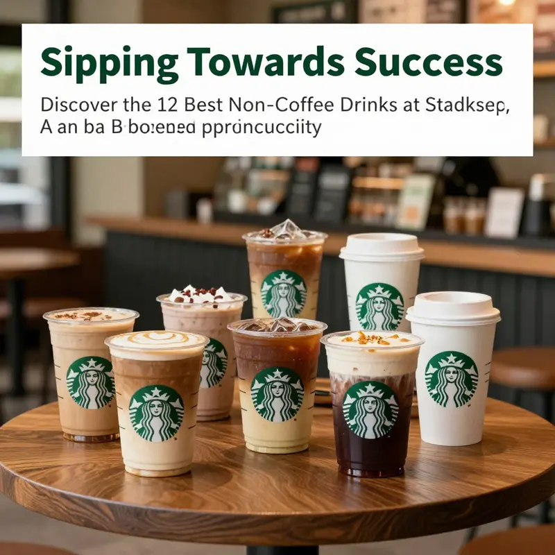 A cozy coffee shop scene featuring assorted non-coffee drinks from Starbucks, ideal for fostering client relationships.