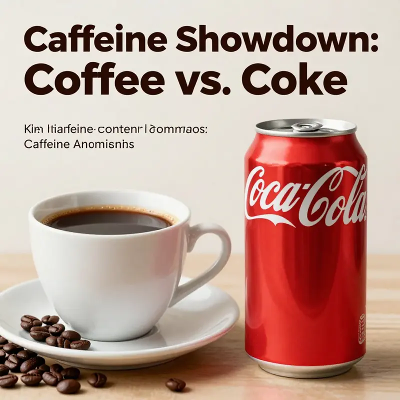 A visual representation of caffeine content in coffee versus Coke.