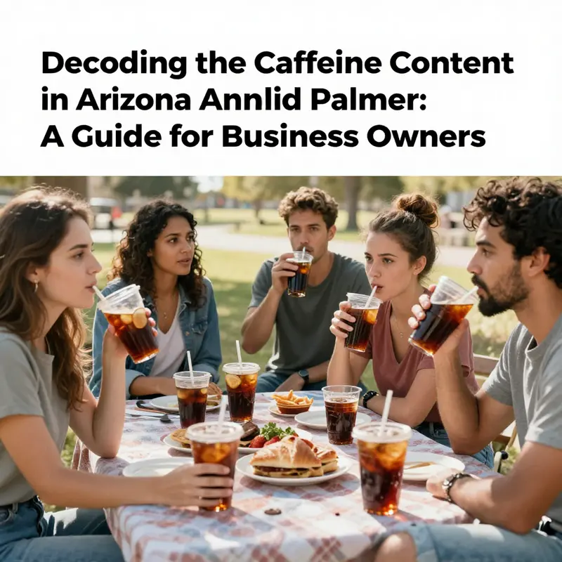 Infographic showing the caffeine levels in Arizona Arnold Palmer beverages per fluid ounce.