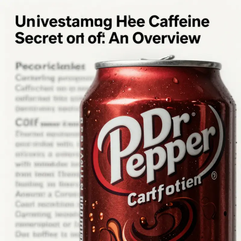 A close-up of a Dr Pepper can displaying its caffeine content in context.