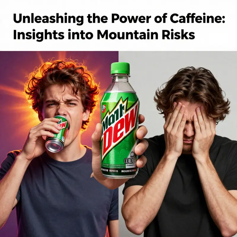 Highlighting the caffeine content of Mountain Dew, 55mg per bottle.