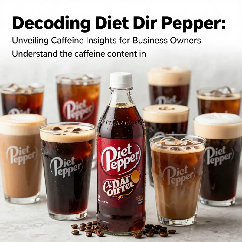 An assortment of beverages including Diet Dr Pepper, visually displaying their caffeine content.