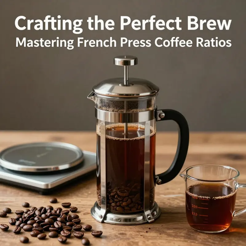 An essential setup for understanding the 1:15 coffee-to-water ratio used in French press brewing.