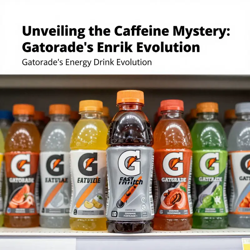 Diverse Gatorade products illustrating traditional flavors and emphasizing Fast Twitch’s unique caffeine content.