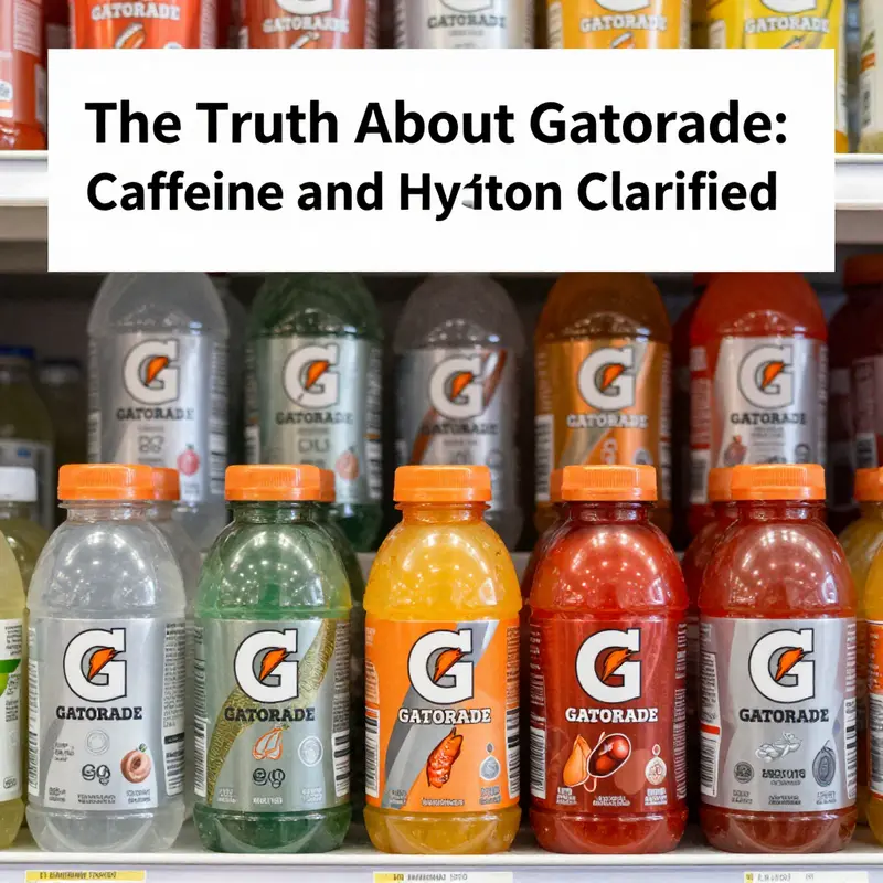 Gatorade’s nutrition label emphasizing its caffeine-free status and core ingredients that aid hydration.