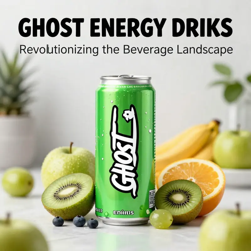 A snapshot of GHOST Energy Drink highlighting its natural ingredients and vibrant packaging.