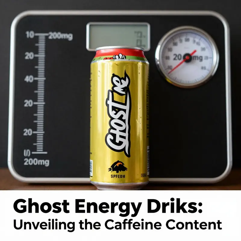 An informative representation of Ghost Energy Drinks, showcasing its 200mg caffeine content.