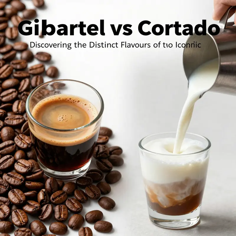 Gibraltar coffee and Cortado showcasing their distinctive cups and origins.
