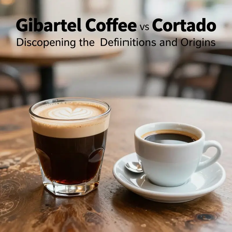 Gibraltar coffee and Cortado showcasing their distinctive cups and origins.