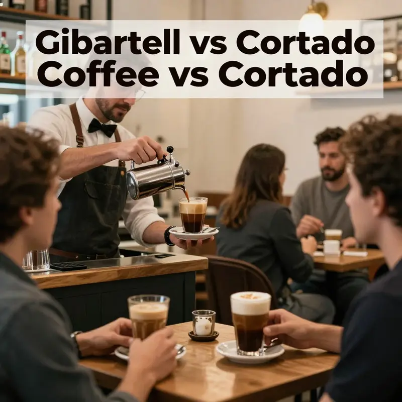 Gibraltar coffee and Cortado showcasing their distinctive cups and origins.