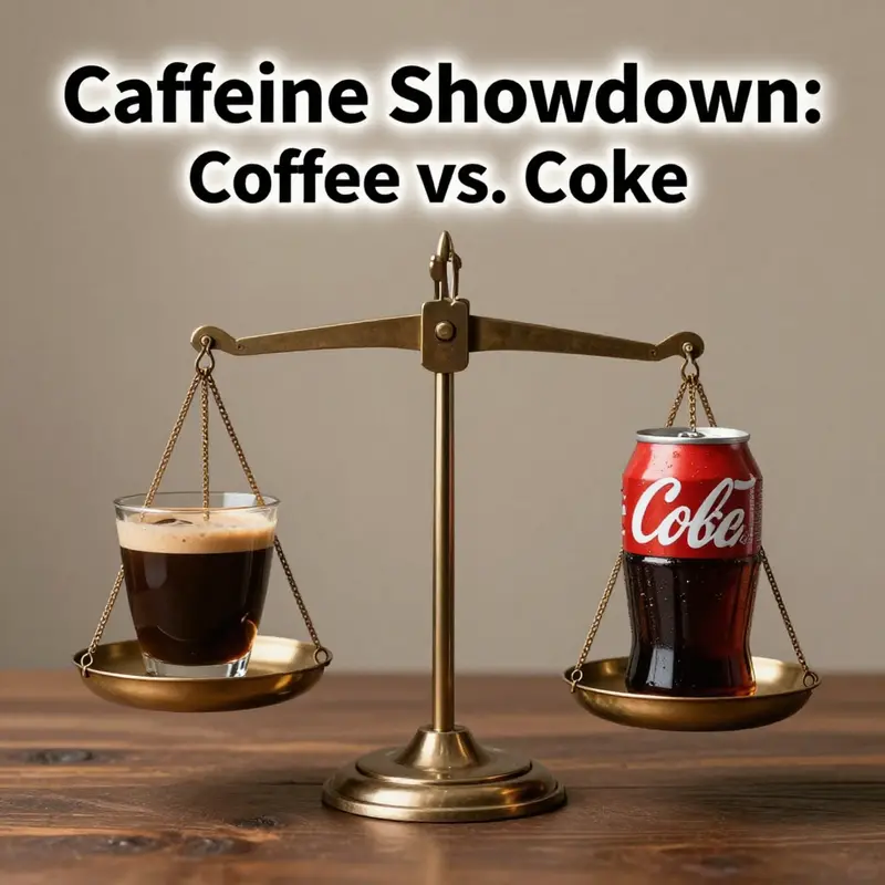 A visual representation of caffeine content in coffee versus Coke.