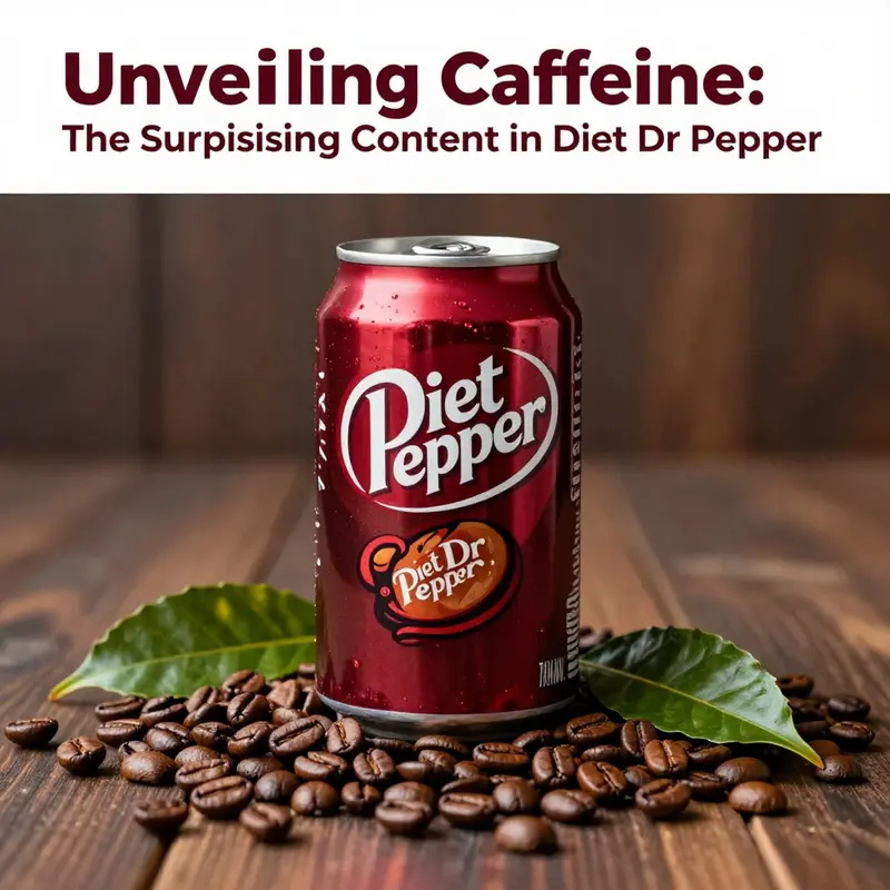 Visual representation of caffeine content in Diet Dr Pepper compared to other drinks.