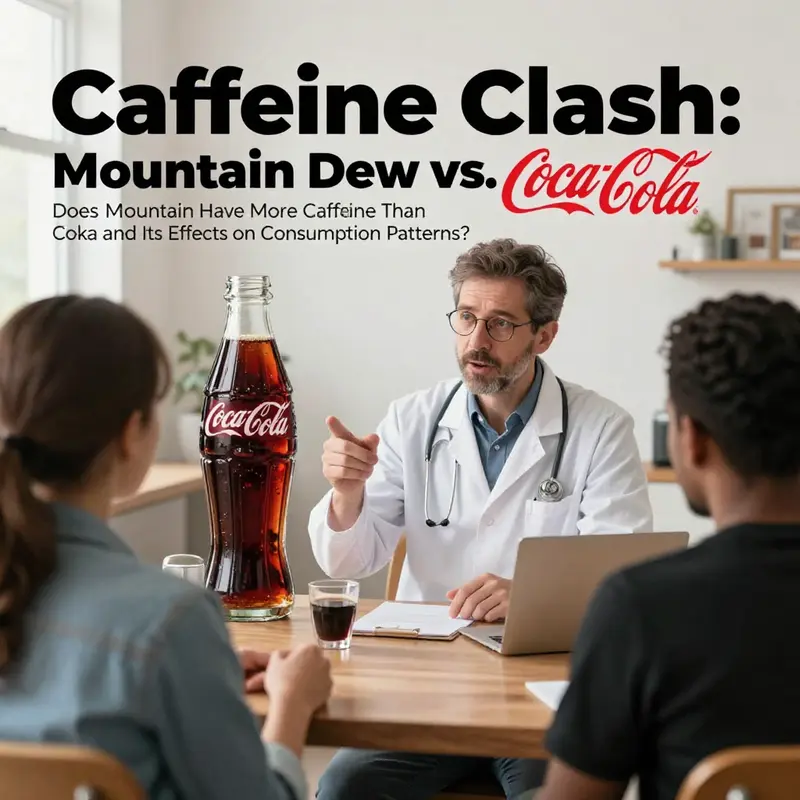 Side-by-side caffeine content of Mountain Dew and Coca-Cola.
