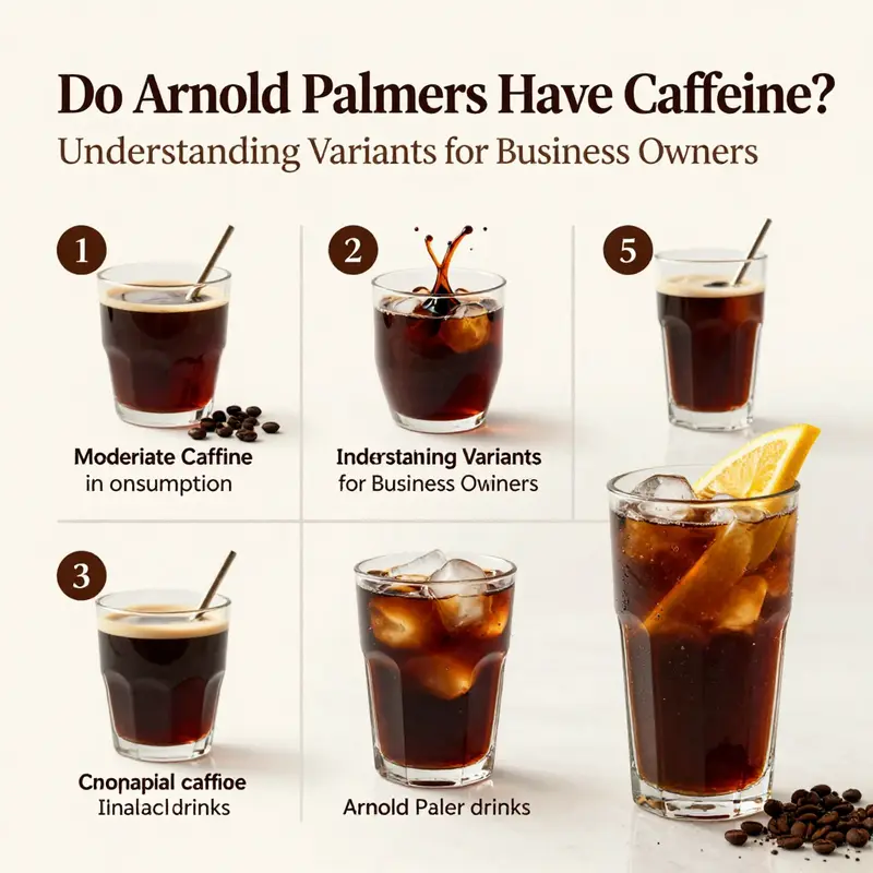 An array of Arnold Palmer variants showcasing their distinct labels highlighting caffeine content.