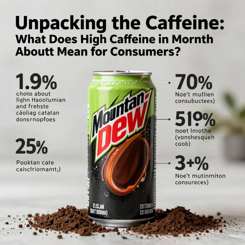 A close-up of Mountain Dew, highlighting its caffeine content on the label.