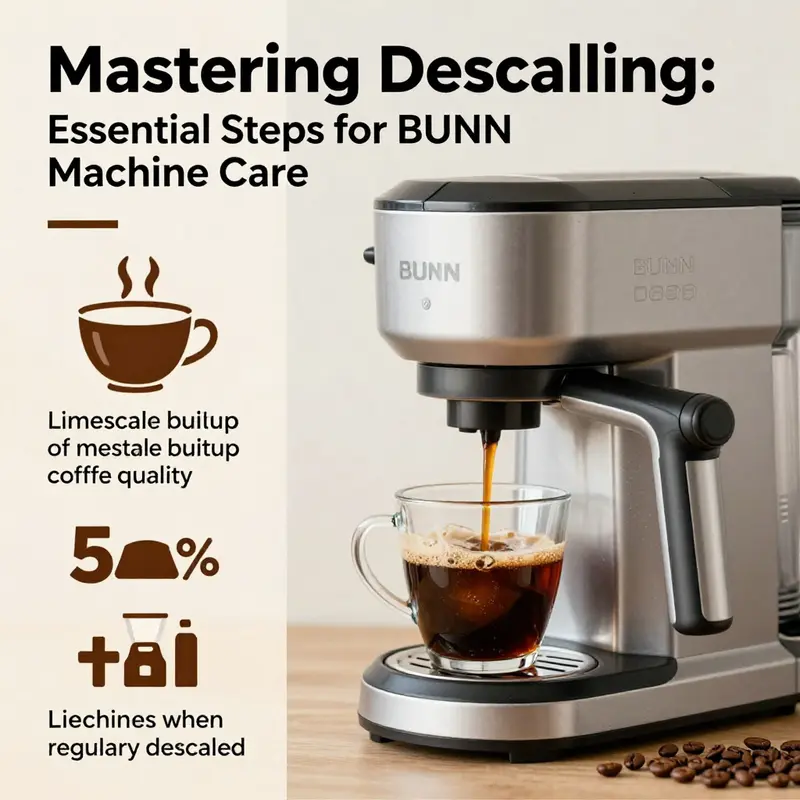 Step-by-step guide for descaling your BUNN coffee maker using vinegar.
