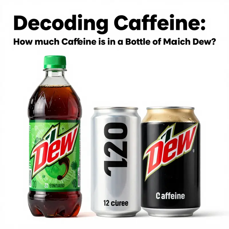 Caffeine content comparison between a 20-ounce bottle and a 12-ounce can of Mountain Dew.