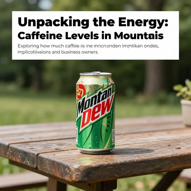 A can of Mountain Dew placed on a table amidst a natural setting, emphasizing freshness.