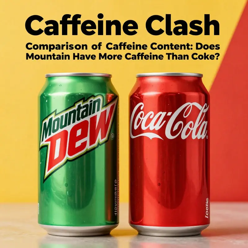 Side-by-side caffeine content of Mountain Dew and Coca-Cola.