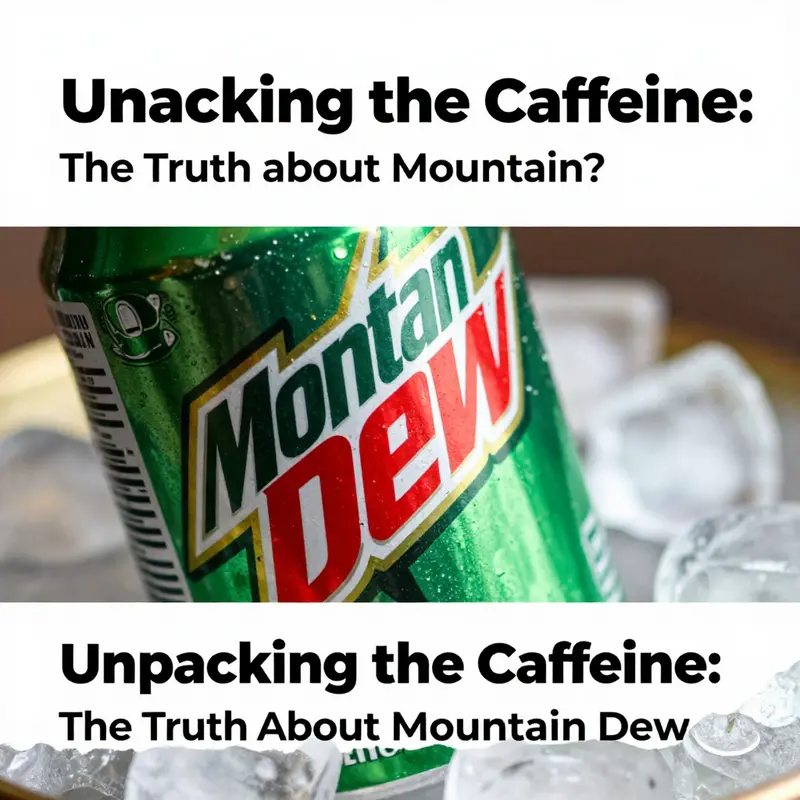 A close-up of Mountain Dew, highlighting its caffeine content on the label.