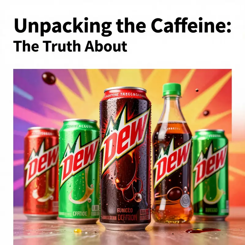 A colorful display of multiple Mountain Dew varieties, representing their energetic appeal and caffeine content.
