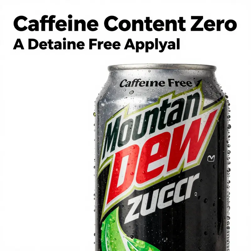 A visual representation of Mountain Dew Zero Sugar, highlighting its caffeine-free status.
