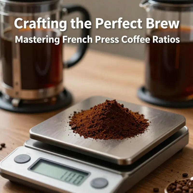 An essential setup for understanding the 1:15 coffee-to-water ratio used in French press brewing.