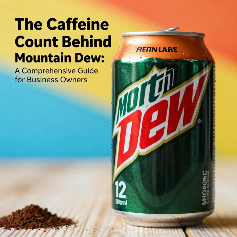 Regular Mountain Dew can highlighting its caffeine content.