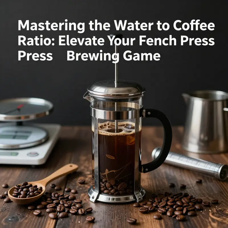 An artisan illustrates the optimal water to coffee ratio for French press brewing.