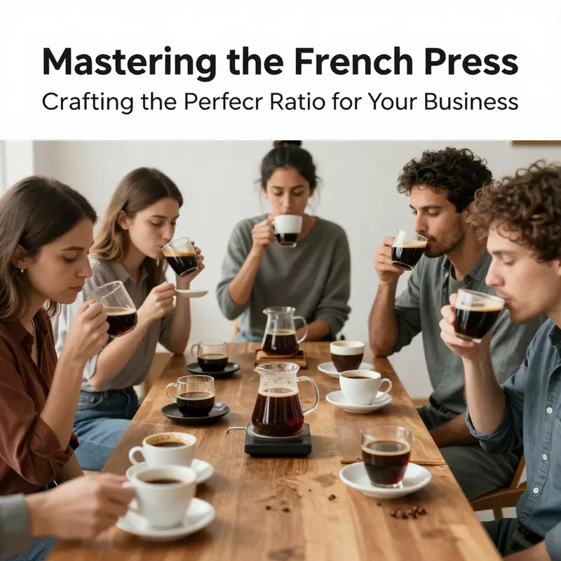 Demonstrating the ideal coffee-to-water ratio for French press brewing.