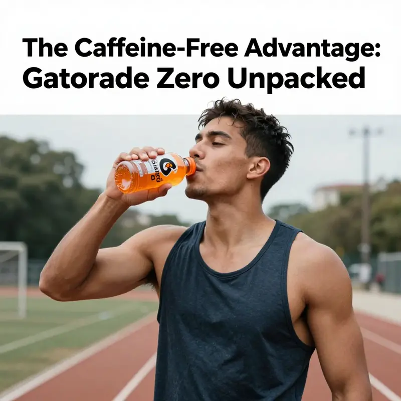 Gatorade Zero bottle highlighting its caffeine-free label in a sports context.