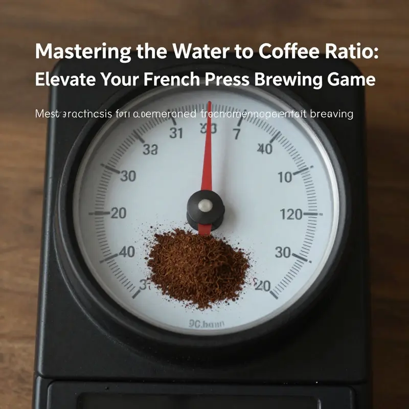 An artisan illustrates the optimal water to coffee ratio for French press brewing.