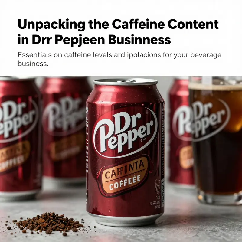 An overview of various beverages highlighting their caffeine content with a focus on Dr Pepper.