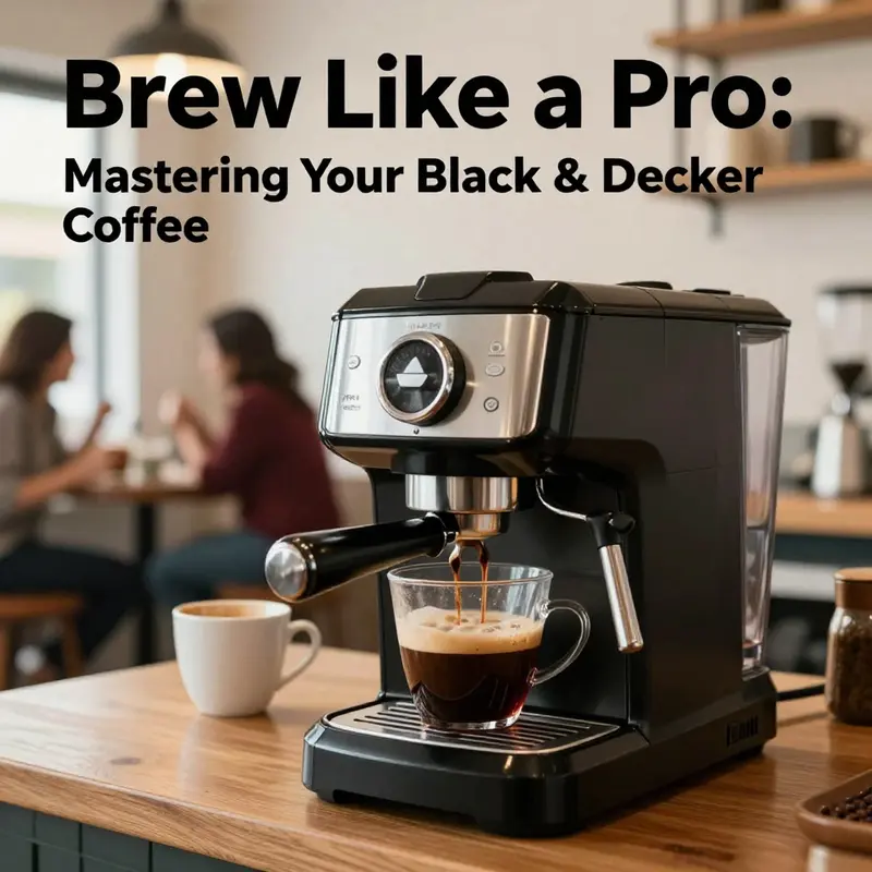 A Black & Decker coffee maker brewing coffee in a lively coffee shop setting, illustrating its role in enhancing customer experience.