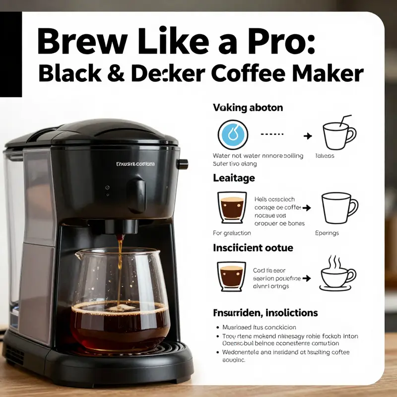 Step-by-step process of using a Black & Decker coffee maker.