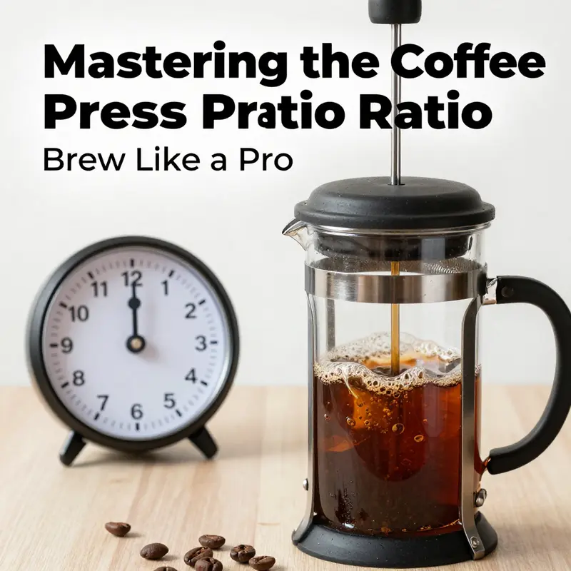 An infographic illustrating the optimal proportions of coffee to water for the French press.