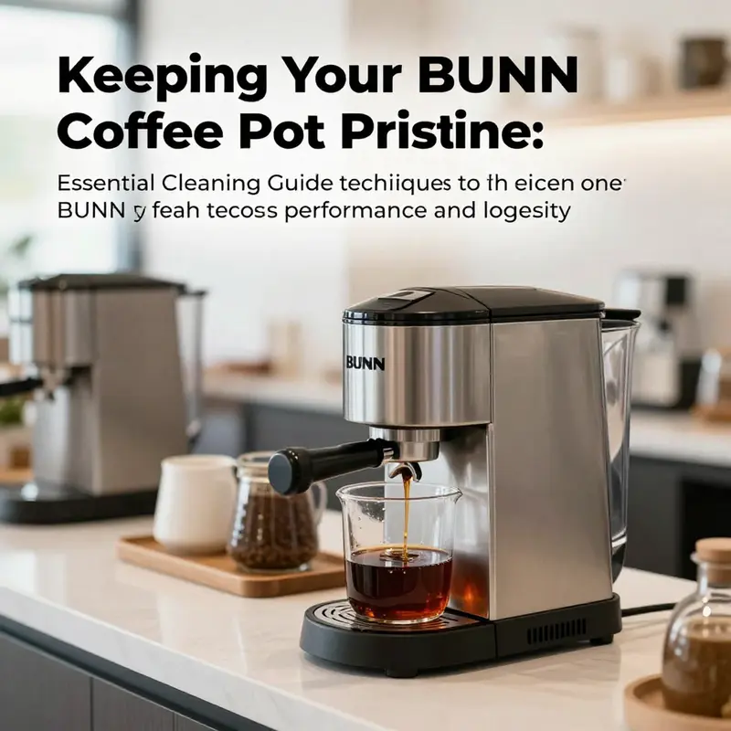 A clean BUNN coffee pot showcased on a coffee station in a business environment.