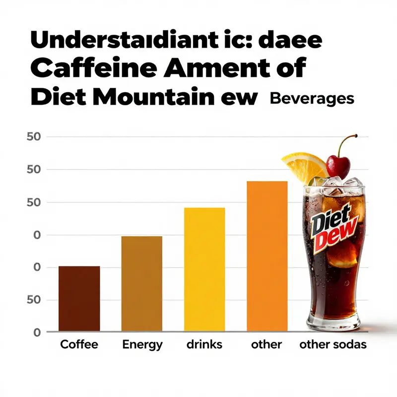 Infographic illustrating the caffeine content in Diet Mountain Dew compared to other beverages.